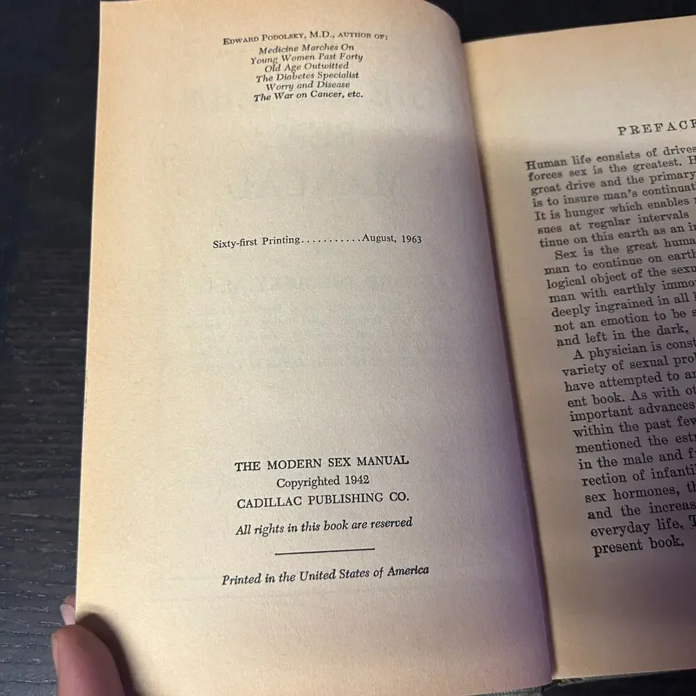 The Modern Sex Manual by Edward Podolsky 1963 Hardcover